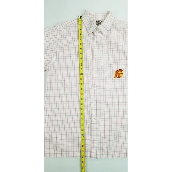 Red Oak Medium Men's USC Button Down Embroidered Tommy Trojan Pocket Logo Shirt - Picture 9 of 11